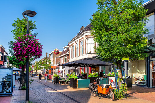 Shopping center of Drachten on a sunny day in summer , Friesland, Netherlands
