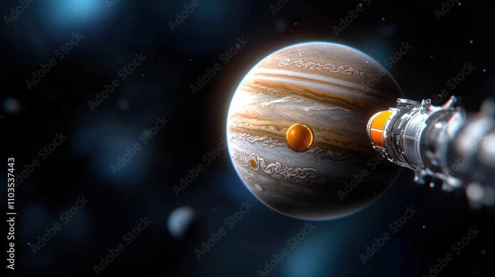 Poster futuristic spacecraft soaring through the vast unknown reaches of deep space with a magnificent unid
