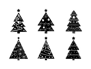 Obraz premium Set of silhouette Christmas Tree Bundle, Stylized Holiday Tree Icons: Perfect for Modern Designs