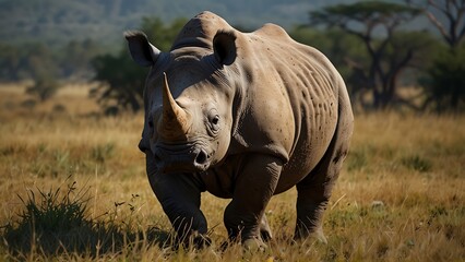 Obraz premium rhino living in the savannah habitat