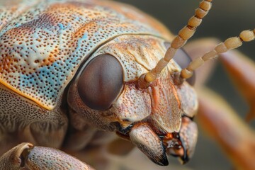 Stink Bug: Detailed Macro Image of Invasive Herbivorous Pest Insect with Brown Antennae and Legs