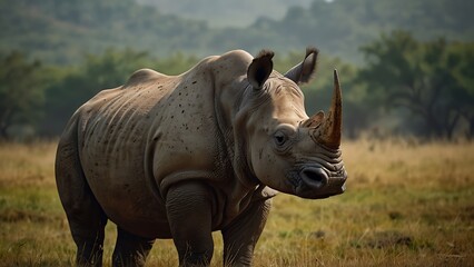 Fototapeta premium rhino in the wild habitat