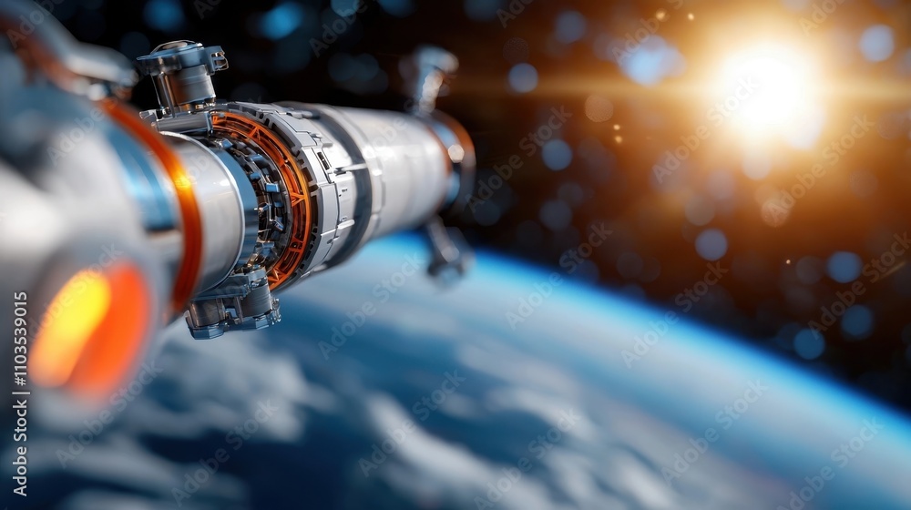 Poster futuristic spacecraft with advanced technology soaring through the cosmos exploring the vast expanse