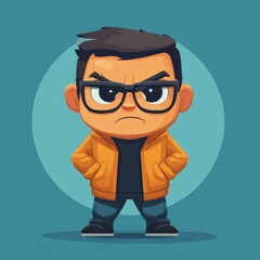 A modern flat 2D cartoon of an angry meteorologist