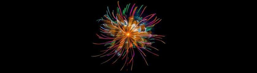 Colourful fireworks on black background, New year night. MZ