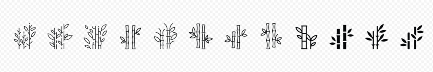 Bamboo vector icon set. Bamboo symbols. Bamboo plant silhouettes. Bamboos vector icon set. Bamboo symbols