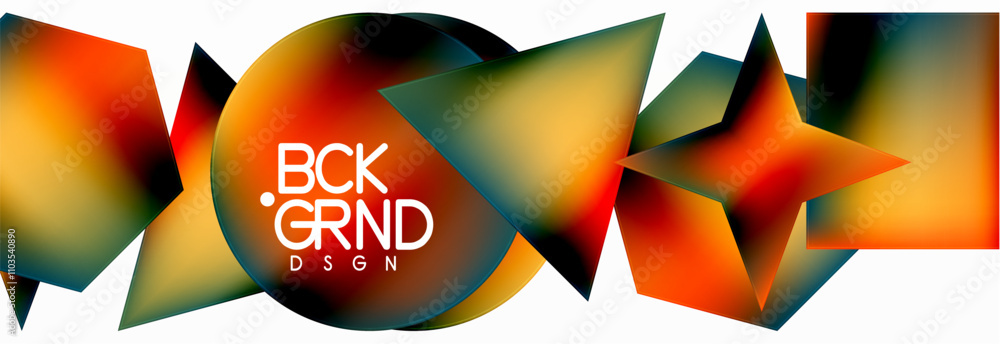 Poster neon color geometric shapes square triangle circle abstract background. vector illustration for wall