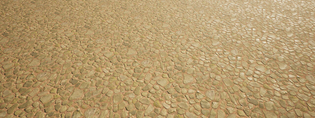 Concept or conceptual solid beige background of forest stone texture floor as a modern pattern layout. A 3d illustration metaphor for construction, architecture, urban and interior design