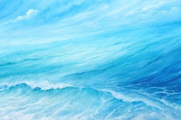 Obraz premium Serene Ocean Waves Under a Light Blue Sky, a Painting of Tranquil Water