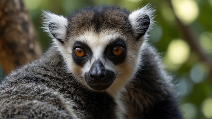 Obraz premium close up photo of a lemur on tree