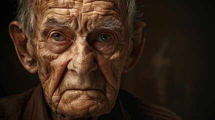 Close up portrait of a very old man.