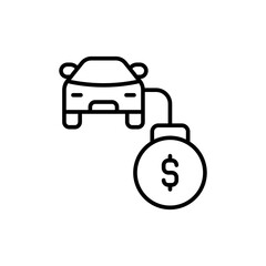 Car debt outline icons, minimalist vector illustration ,simple transparent graphic element .Isolated on white background