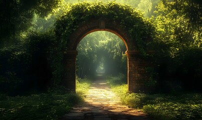 Obraz premium A surreal decorated gateway to the past opening to light sweet memories