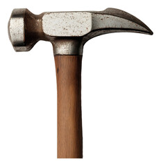Hammer with a wooden handle and worn metal head