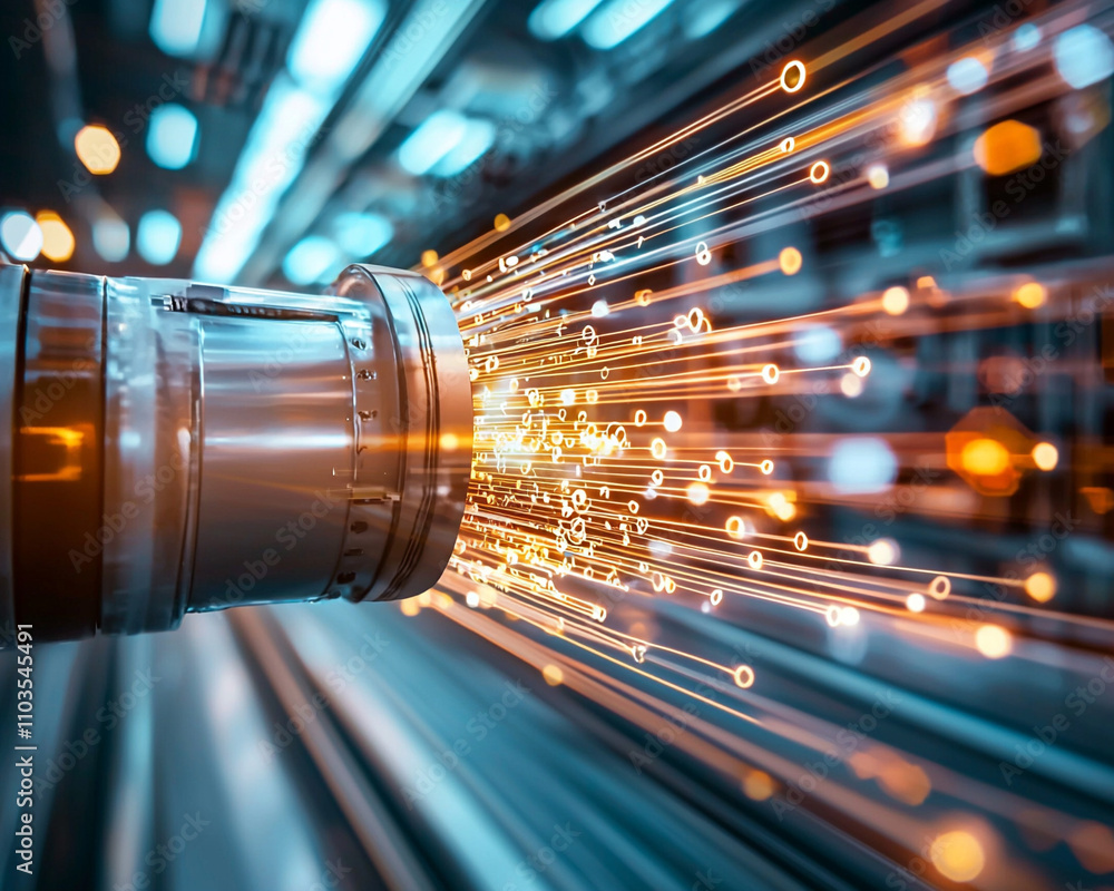 Poster ai generates dynamic sparks from advanced industrial machinery factory floor digital art high-tech e