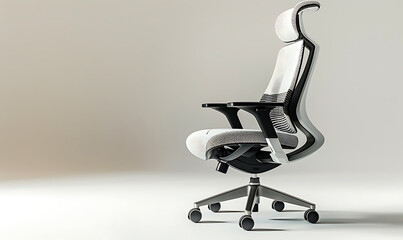 A sleek contemporary office chair with ergonomic design, isolated on a white background