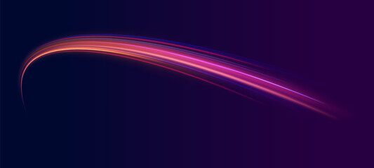 City road car light trails motion background. Electric car and city concept. Hitech communication concept innovation background. Expressway, car headlight effect. Speed connection vector background.