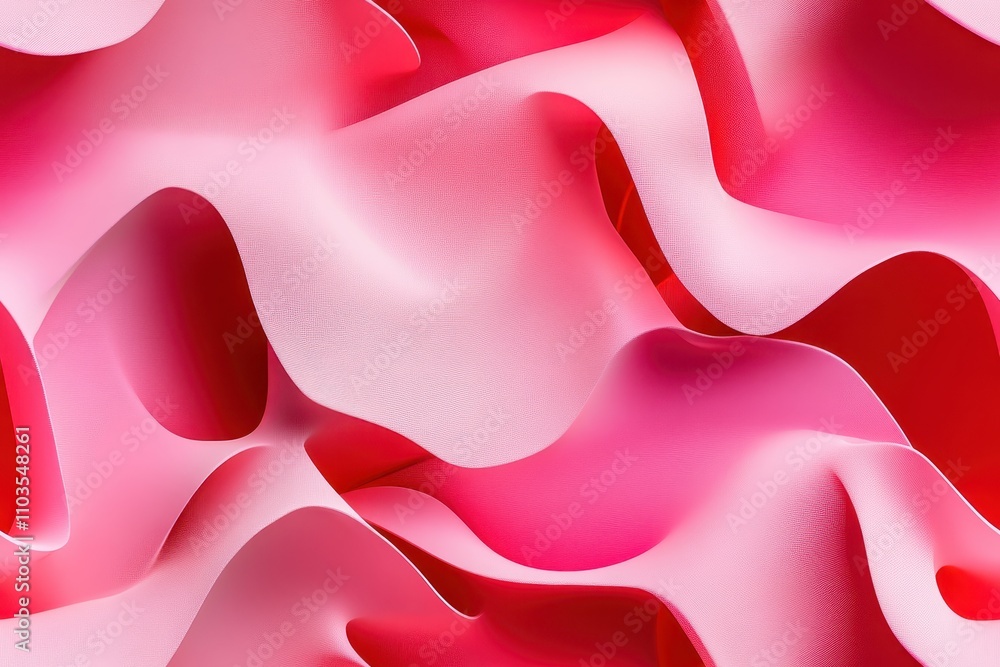 Wall mural dynamic red and pink 3d abstract shapes in seamless pattern