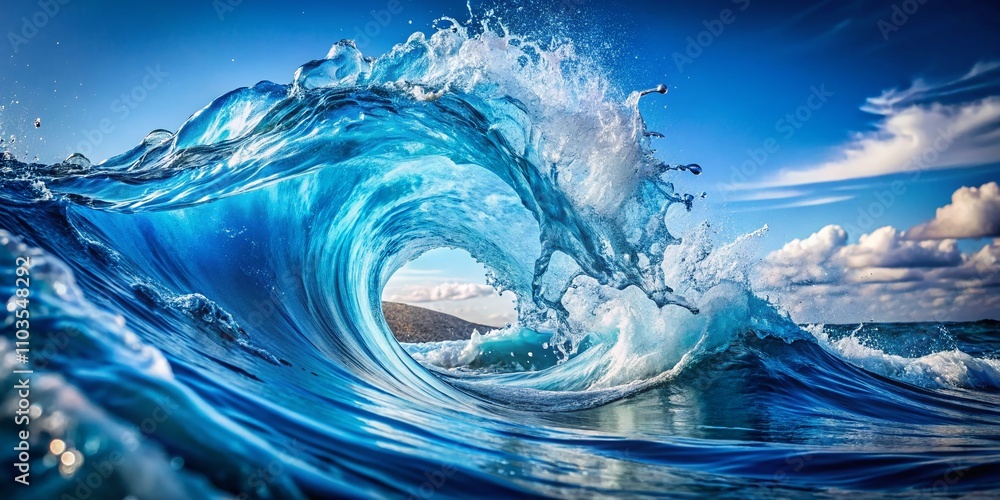 Poster elegant blue wave splash design for aquatic themes, perfect for logos and banners emphasizing fluidi