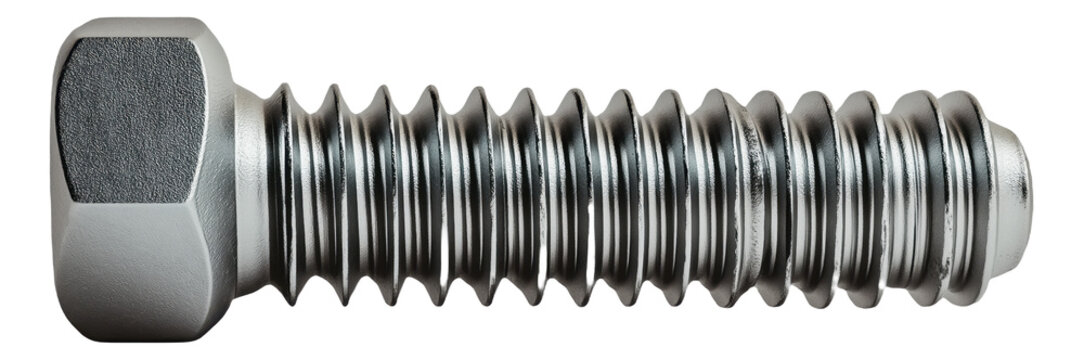 PNG Metal bolt with a hexagonal head and threads