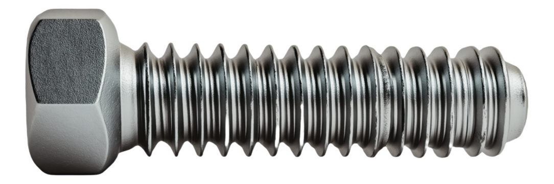 PNG Metal bolt with a hexagonal head and threads