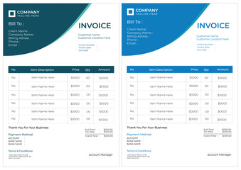 Creative, modern, unique, clean, and professional corporate company business letterhead and invoice template design
