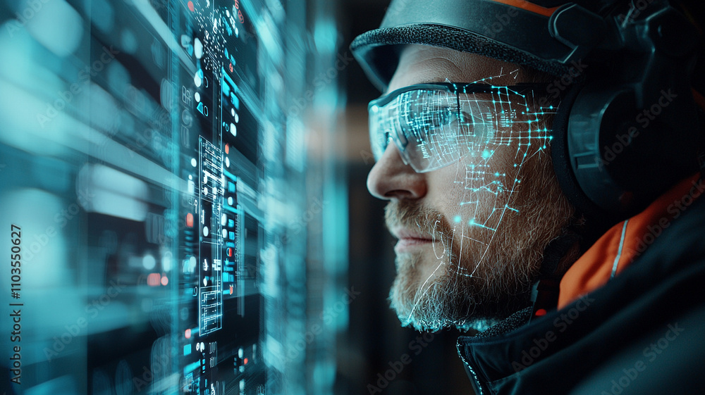 Poster ai generated insights data visualization expert analyzing technology trends in urban environment fro