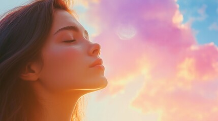 Serene Woman in Colorful Skies