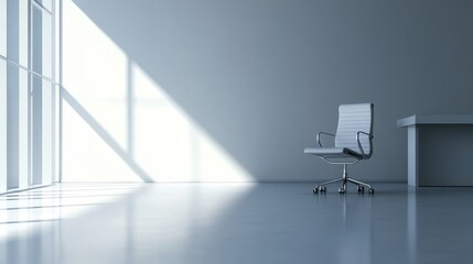 Modern Office Interior with Empty Chair and Desk