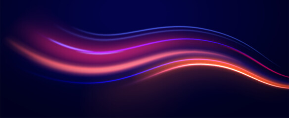 Neon color glowing lines background, Glowing wave swirl, impulse cable lines. High-speed light trails effect. Futuristic dynamic motion technology. Png, neon, line, blur, beam, ray, abstract, energy, 
