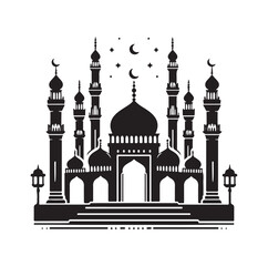A beautiful mosque silhouette vector illustration