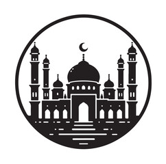 A beautiful mosque silhouette vector illustration