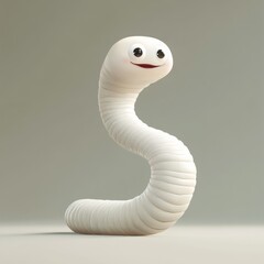 Fototapeta premium Worm Character. Cute Earthworm Cartoon Character in Funny Nature Illustration