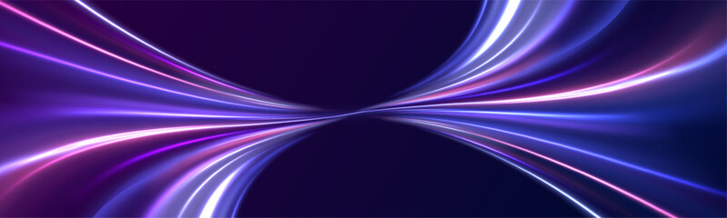 Abstract background in blue and purple neon glow colors. Png, lens, light, neon, line, blur, beam, ray. Laser beams luminous abstract sparkling isolated on a transparent background. 