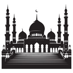 A beautiful mosque silhouette vector illustration
