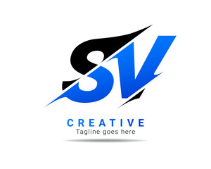 Letter SV logo design. Creative Modern S V Letters icon vector