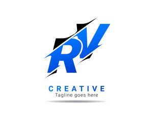 Letter RV logo design. Creative Modern R V Letters icon vector
