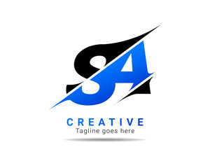 Letter SA logo design. Creative Modern S A Letters icon vector