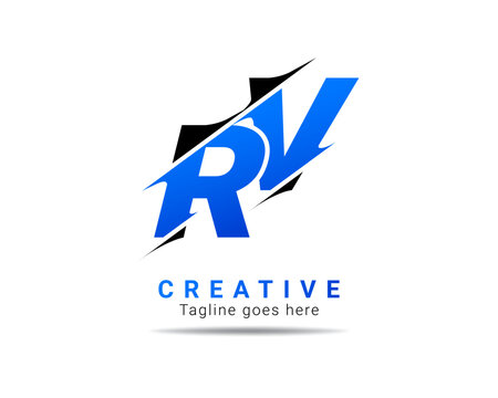 Letter RV logo design. Creative Modern R V Letters icon vector