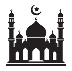A beautiful mosque silhouette vector illustration