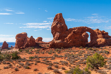 Turret Arch, Arches National park, Utah. Bright daylight, blue sky, early winter. © John N