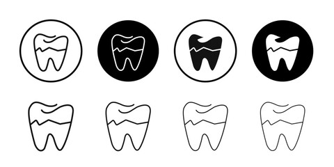 broken tooth icon logo sign set vector outline