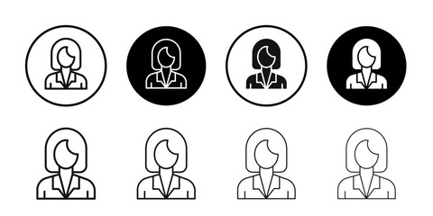 Business women icon logo sign set vector outline