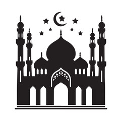 A beautiful mosque silhouette vector illustration
