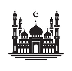 A beautiful mosque silhouette vector illustration