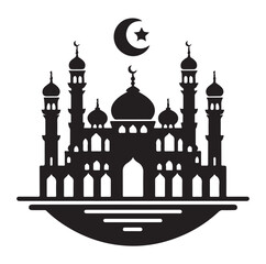 A beautiful mosque silhouette vector illustration
