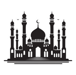 A beautiful mosque silhouette vector illustration