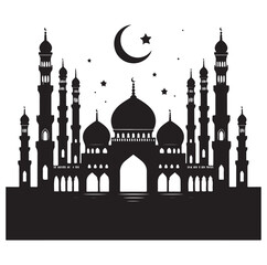 A beautiful mosque silhouette vector illustration