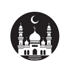 A beautiful mosque silhouette vector illustration