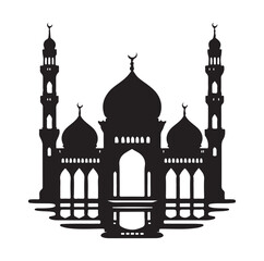 A beautiful mosque silhouette vector illustration